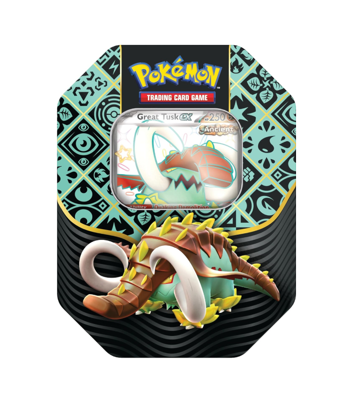 Pokemon Paldean Fates Tin Shiny Great Tusk ex Foto 1