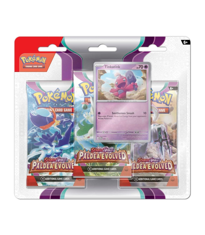 Pokemon Paldea Evolved 3 pack Blister Tinkatink Foto 1
