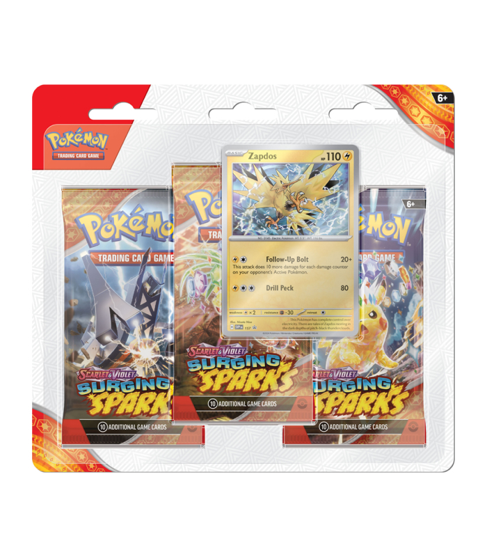 Pokemon Surging Sparks 3 pack Blister Zapdos Foto 1