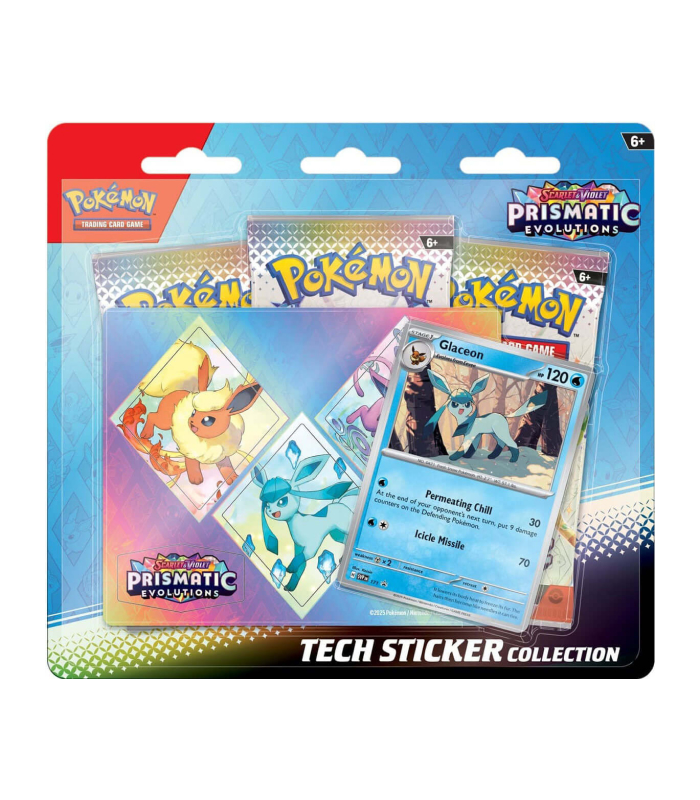 Pokemon Prismatic Evolutions Tech Sticker Collection Glaceon Blister Foto 1