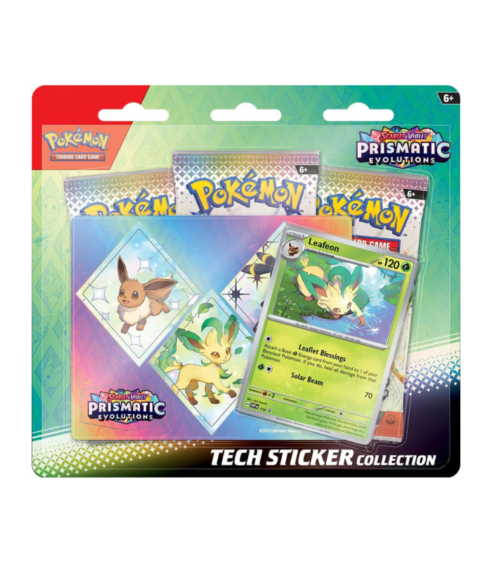 Pokemon Prismatic Evolutions Tech Sticker Collection Leafeon Blister Foto 1